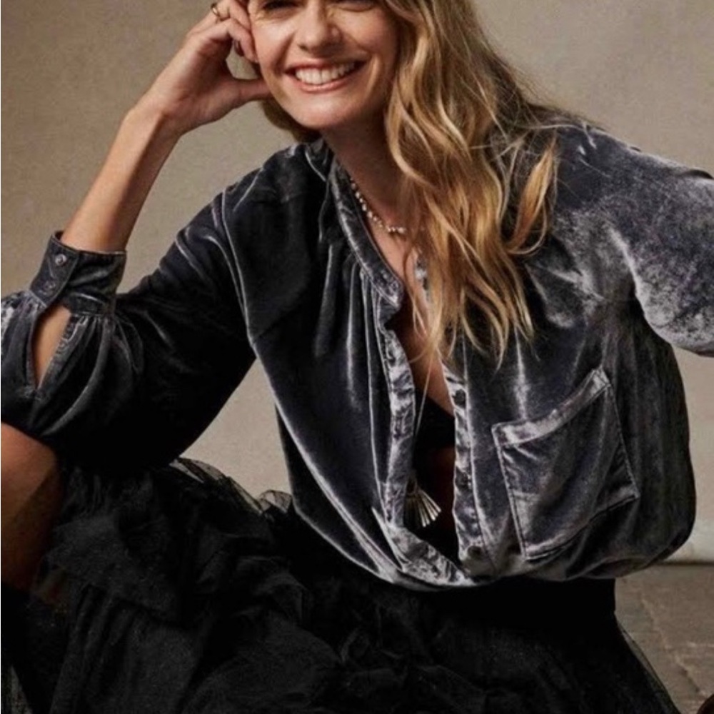 Anthropologie Pilcro Velvet Blouse